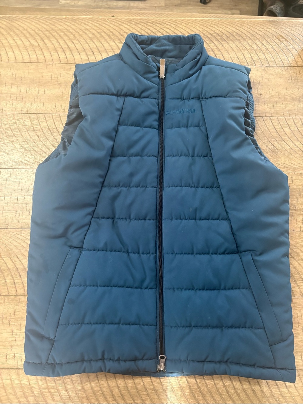 Quilted Puffer Vest in Teal Blue - Women's Sleeveless Jacket